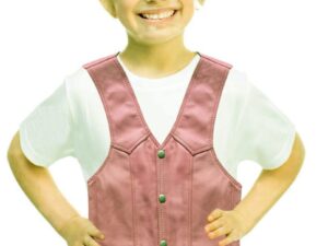 Girls Pink Leather Kids Western Vest Product Image
