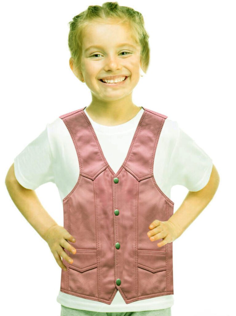 Girls Pink Leather Kids Western Vest Product Image