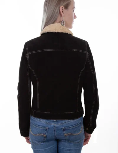 <div class="qsc-html-content"> <p><span>Scully Womens Black Suede Western Jean Jacket with Fur Collar</span></p> <ul> <li>Suede jean jacket</li> <li>faux shearlng </li> <li>inside pocket</li> <li>snap front closure</li> <li>XS-2X</li> </ul> <strong>Condition:</strong> New </div> •