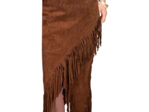 Womens Cinnamon Boar Suede Native Long Fringe Skirt