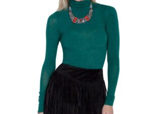 Womens Black Suede Full Fringe Short Western Skirt