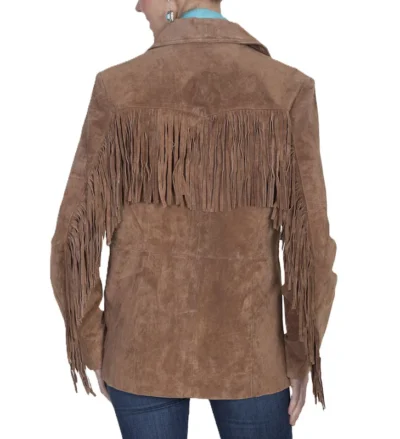 Womens Suede Full Fringe Western Jacket