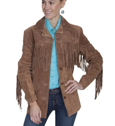 Womens Suede Full Fringe Western Jacket