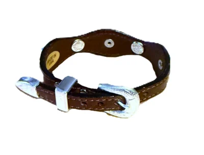 Silver Concho Brown Leather buckle Bracelet USA made