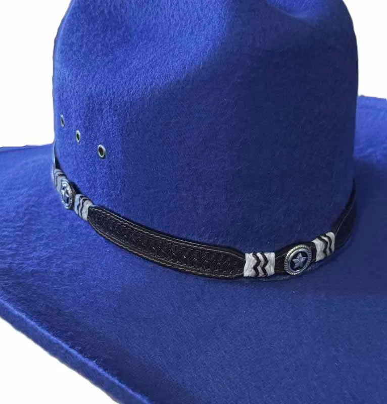Black Basketweave Rawhide Leather Hat Band - Western Star - USA Made 1 Black Basketweave Rawhide Leather Hat Band - Western Star - USA Made