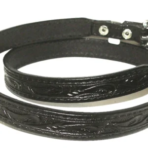 silver buckle black leather cowboy hat band