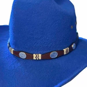 Brown Leather Rawhide Hat Band with Silver Conchos – USA Made