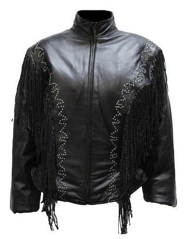 Lady Morgan Womens Black Silver Studded Fringe Jacket Image