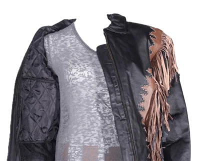 women's black and brown fringe motorcycle jacket