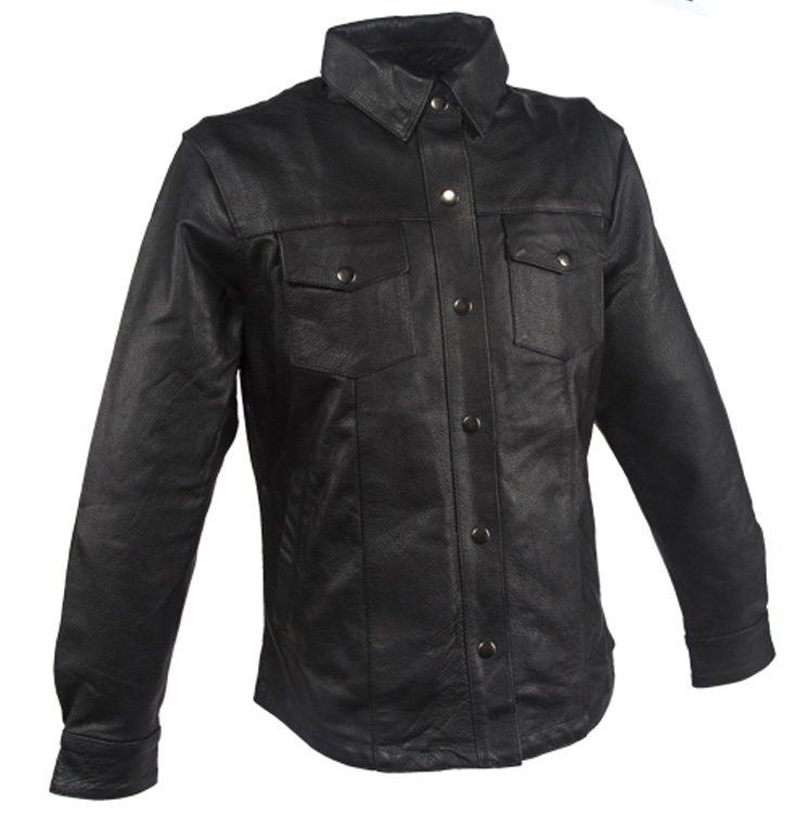 Womens Snap Black Leather Western Shirt Product Image