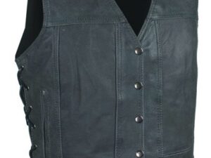 Womens Snap Front Concealed Carry Gray Leather Vest Image