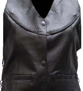 Womens Braided Scoop Leather Concealed Carry Vest Image