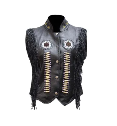 women's boned beaded american indian vest