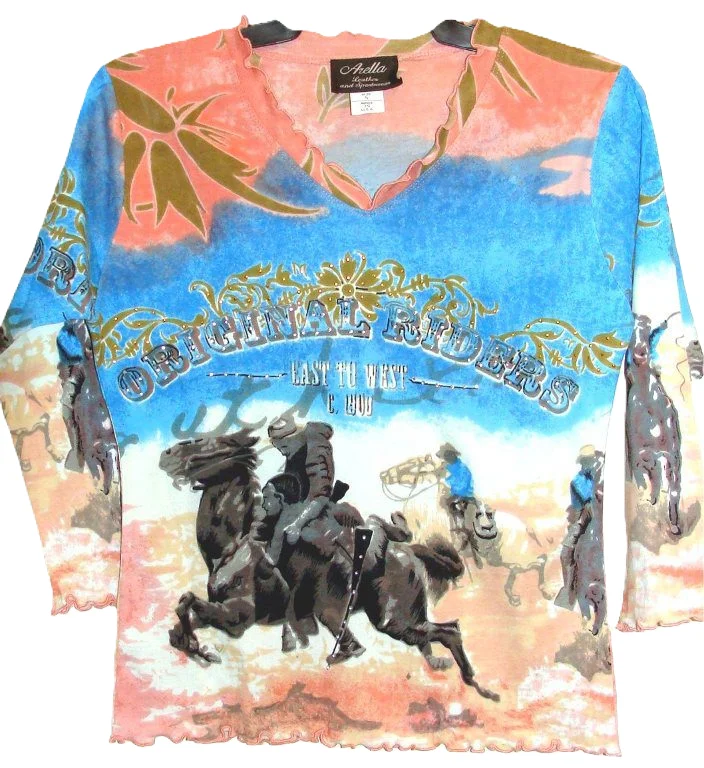 Women's cotton Rhinestone western Tshirt USA made