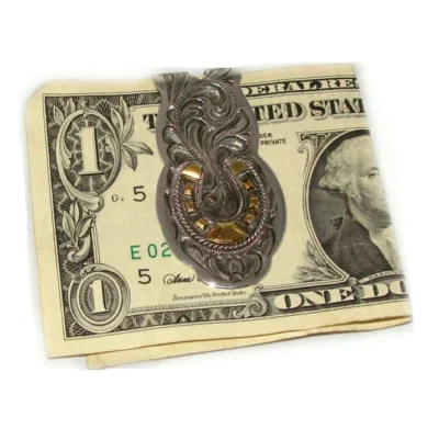 Gold Horse Shoe Silver money clip.