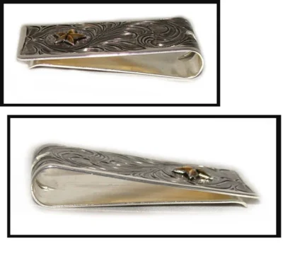 Gold Star silver money clip