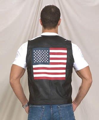 Black USA AMERICAN Flag leather vest for men Image