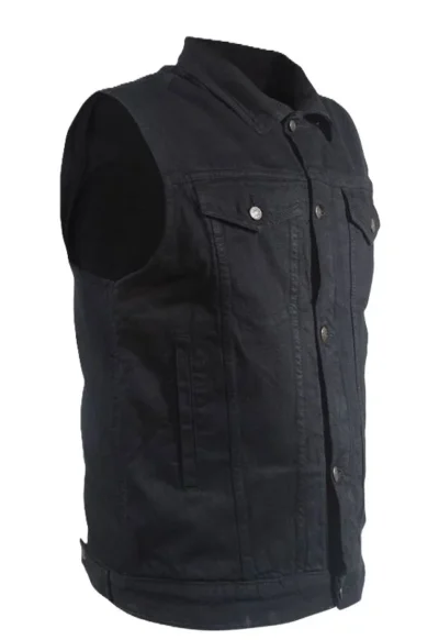 Men's Snap Front Black Denim Concealed Carry Western Vest - Image 3