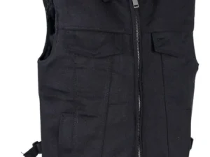 Mens Black Denim Concealed Carry Vest