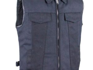 Men Black Canvas Zip Up Concealed Carry Vest