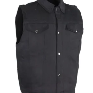 Men's Black Denim Concealed Carry Vest