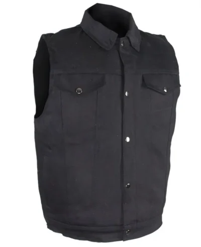 Men's Black Denim Snap Front Concealed Carry Western Vest