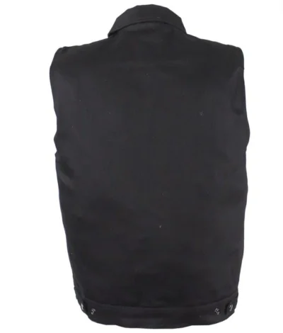 Men's Black Denim Snap Front Concealed Carry Western Vest