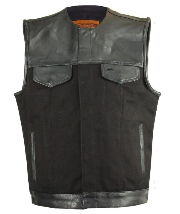 Harley-davidson men's black leather vest.
Product Name: Harley-Davidson Men's Black Denim Split Leather Trim Concealed Carry Vest