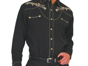 Mens musical notes embroidered Western shirt