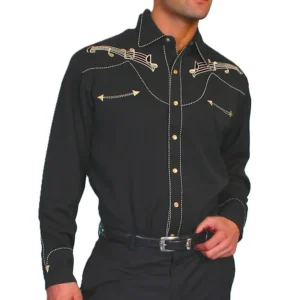 Mens musical notes embroidered Western shirt