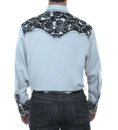 Men's Embroidered Steel Gray Western Shirt