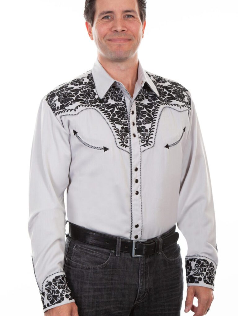 Embroidered Steel Gray Western Shirt