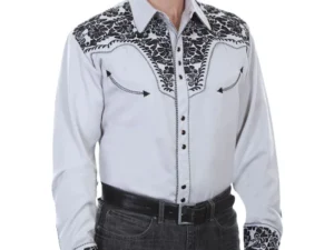 Men's Embroidered Steel Gray Western Shirt