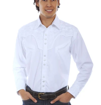 Men's Scully Gunfighter Embroidered Western Shirt.