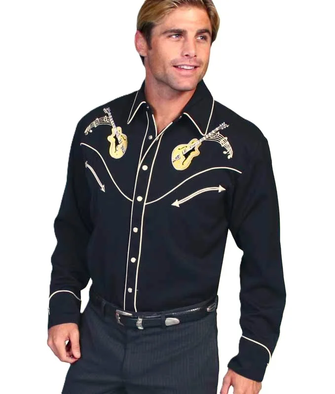 Scully Men’s Cadillac Embroidered Guitar Western Shirt - S to 4XL 4 Scully Men’s Cadillac Embroidered Guitar Western Shirt - S to 4XL
