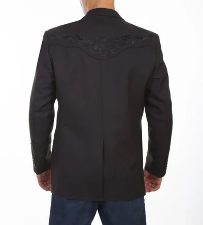 Scully Men's black Embroidered Black Western Sport Coat.