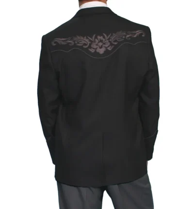 Scully Men's Gray Embroidered Black Western Sport Coat.