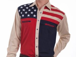 Scully Mens Antique Stars and Stripes Western Shirt Image