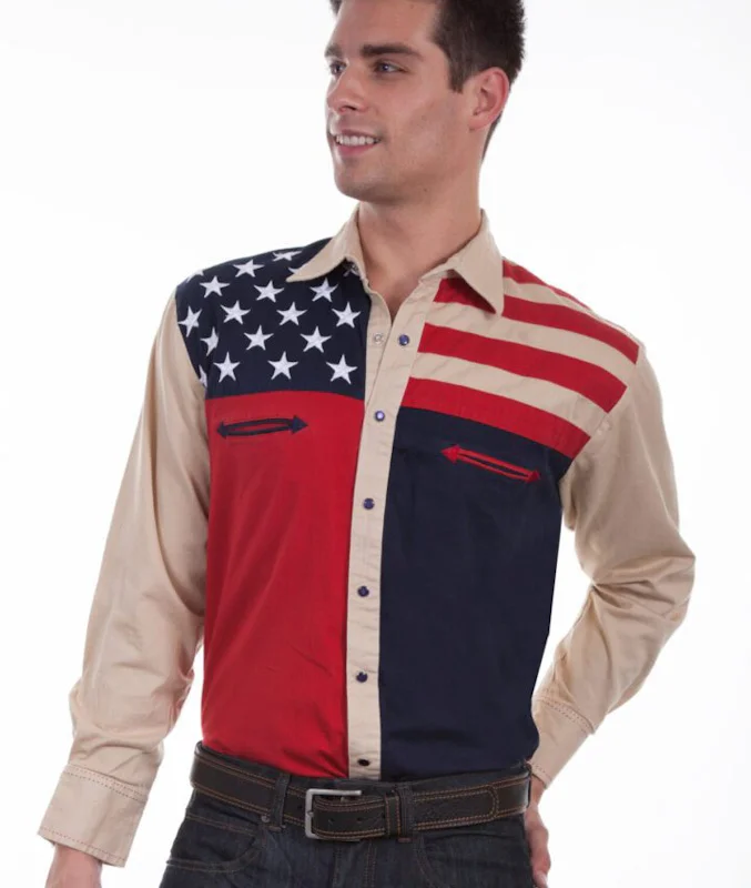 Scully mens stars and stripes pearl snap shirt