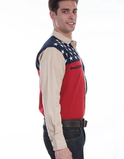 Scully mens stars and stripes pearl snap shirt