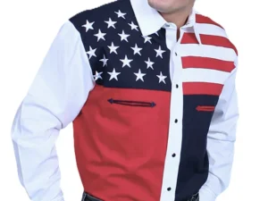 Scully mens stars and stripes pearl snap shirt