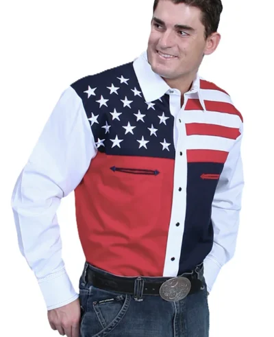 Scully mens stars and stripes pearl snap shirt