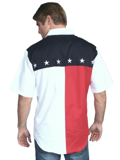 Scully mens stars and stripes short sleeve pearl snap shirt