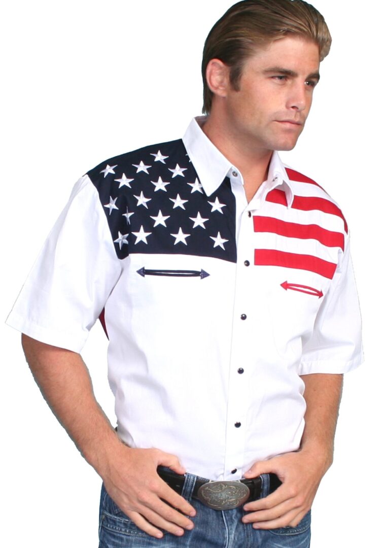 Scully mens stars and stripes short sleeve shirt