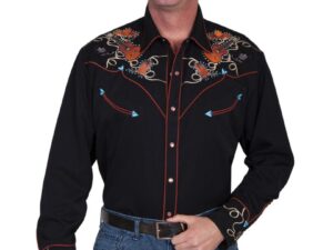 Boots Hat and Guitar Mens Scully Black Western Shirt