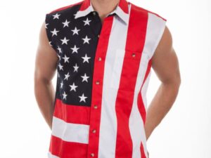 Scully Mens USA Flag Cutoff Sleeveless Shirt