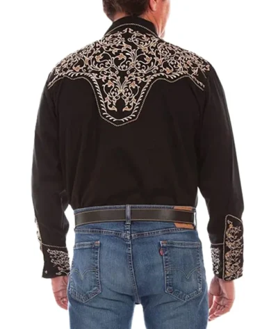 Mens pearl snap Embroidered Western Shirt.