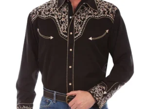 Mens pearl snap Embroidered Western Shirt.