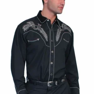 Scully Men's Boot Stitch Western Shirt - Black & Grey - Diamond Snaps