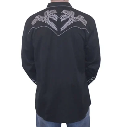 Men’s Boot Stitch Black embroidered Western Shirt